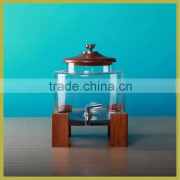 Large Glass water dispenser with wooden legs