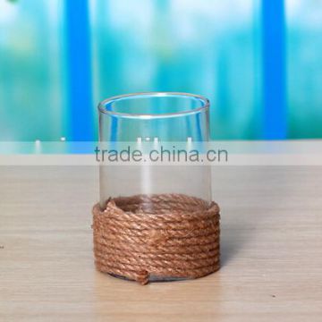 Glass Candle Hoder With Rope Decoration Set of 5