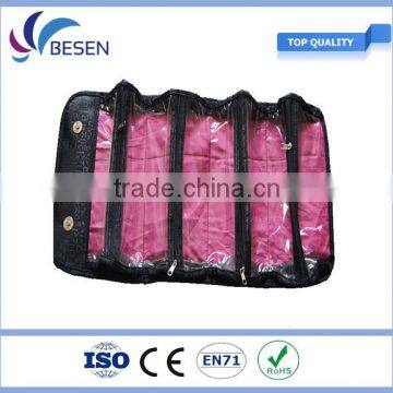 2016 fashion and function cosmetic storage rolling bag with PVC zip pockets