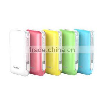 slim waist 4400mah 5200mah protable power bank with micro cable built-in