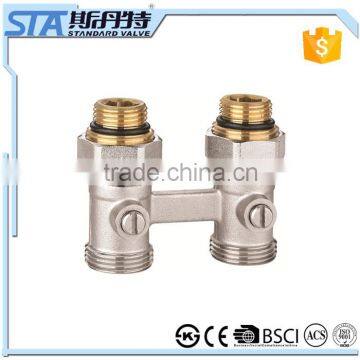 ART.5049 Manufacturer China OEM 1/2"x3/4" Nickel Plated Forged Water Media Brass Straight Angled Thermostatic Radiator H Valve