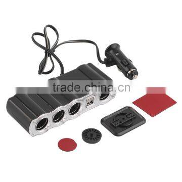 4Way Multi Socket Car Charger Vehicle Cigarette Lighter Splitter Dual-USB Ports Plug Adapter