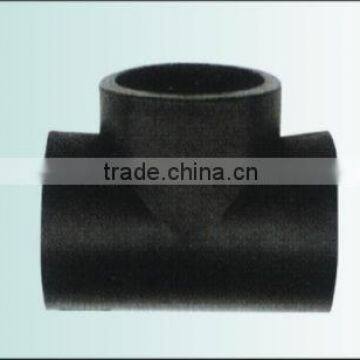 Manufacturer high quality black butt welded HDPE plastic pipe fitting equal tee for water supply (Butt socket)