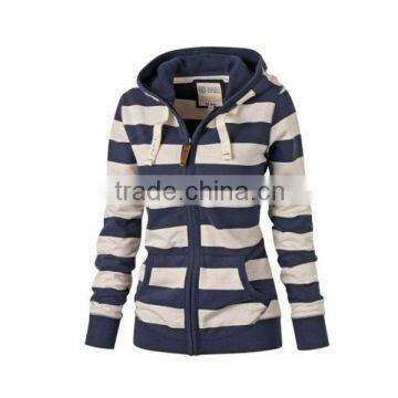 Wholesale 2016 Autumn Fashion Women Hoodie Ladies Pockets Zipper Up Stripe Long Sleeve Fleece Lined Jacket Hoodies