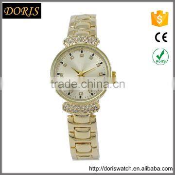 Hot! gold plated alloy diamond fashion lady watch high brighness wrist watch watch custom logo