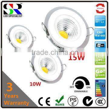 CE ROHS C-tick certificate listed 5W 10W 15W series glass dimmable led cob downlight