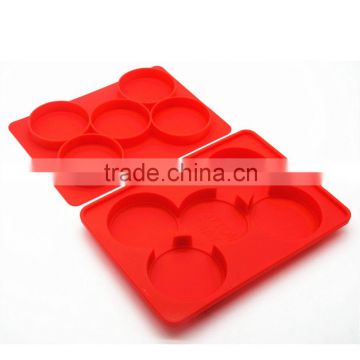 New BPA free FDA food grade 5 in 1 non stick round 9cm wholesale silicone burger press