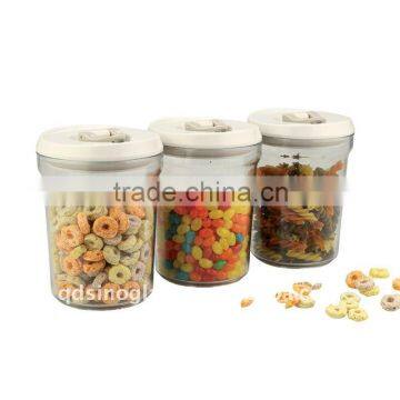 SINOGLASS 3 Pcs Round Plastic Lid Lock Airtight Storage Jar Set airtight jar