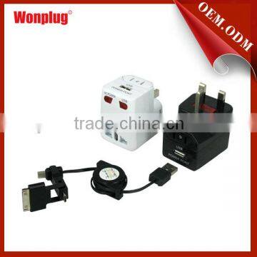 2014 the most popular micro usb charger with retractable cable kit for Apple Samsung Android device