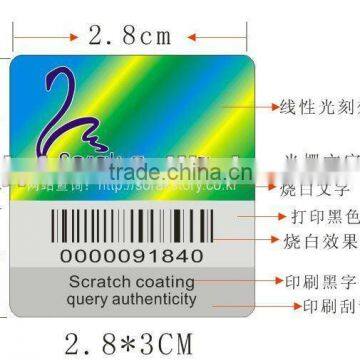 SECURE Code date code 2D/3D labels scratch off sticker