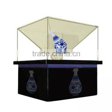 Indoor 3d holographic display pyramid window glass display