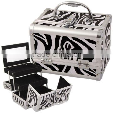 Makeup Cosmetic Train Case Aluminum Box Zebra