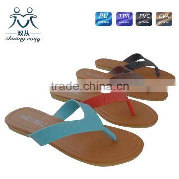 2016 Newest Style PU Lining Colorful Women Flip Flop Slipper for Beach