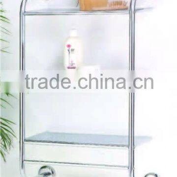 Tube metal 3 tier metal wall shelf with towel rail bathroom rack chrome