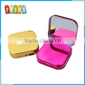 Wholesale fashion cosmetic case power bank with makeup mirror