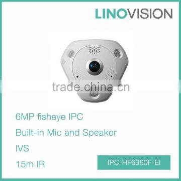 6 Megapixel Vandal-proof Built-in Mic and Speaker Network Fisheye Camera