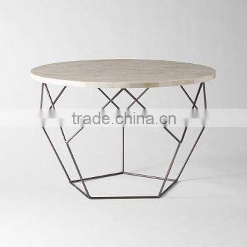 Oval Shape Hexagon Shape Big Center Table With Marble Top Black Table Side Table