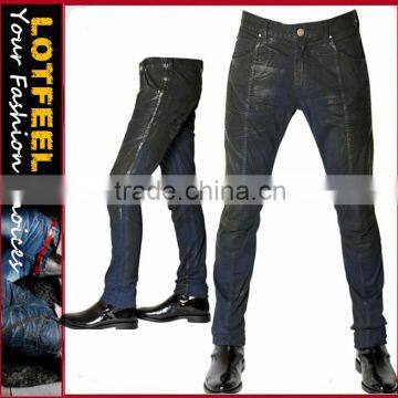 Wax Coated Mens Slim Jeans bulk order jeans wholesale china(LOTM130)