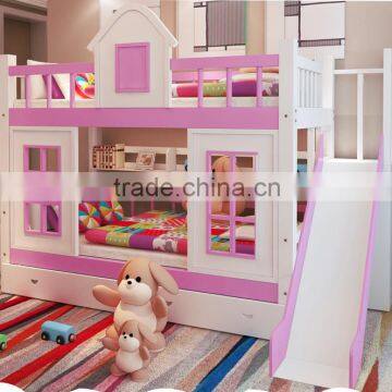 Factory Price Colourful Wood Children Bunk Bed With Slide