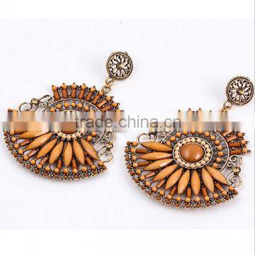 African chrysanthemum drop earrings for women yellow rhinestone flower jewelry new fashion X64-3