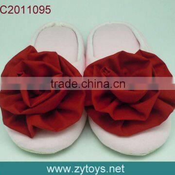 Custom soft flower indoor plush slippers