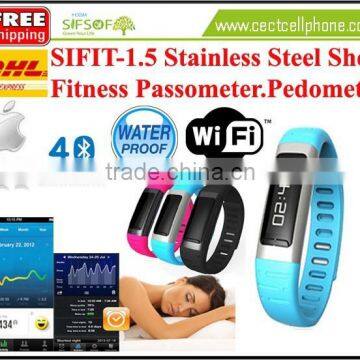 SIFIT-1.5 Stainless Steel Fitness Passometer. Bluetooth 4.0 WIFI hotspot Calories Counter.Fitness Passometer Stainless Steel.