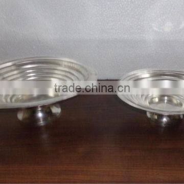 Metal Round Dish with Pedestal