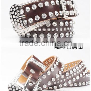 2014 New arrival western ladies Rivet new fashion belt with flower leather pattern buckle Wholesale /Retail sell