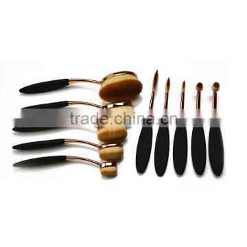 Custom Logo Professional Toothbrush Shape Rose Gold Oval Makeup Brush Set photo-4
