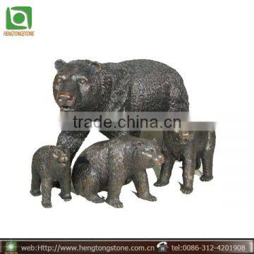 Brass Family Bear Statue