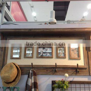 Retro Vintage Wall Shelf With Frames and Hooks photo-3