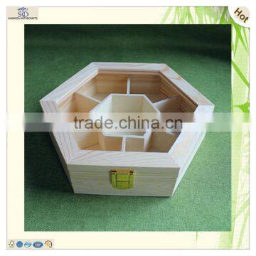 Divided Glass Lid Hexagonal Moon Cake Gift Box photo-2