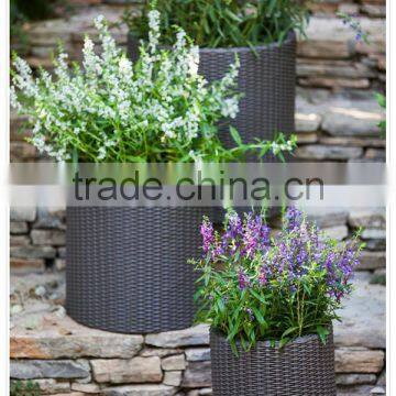 3-piece Outdoor Fashion Rattan Wicker Round Flower Planter photo-3