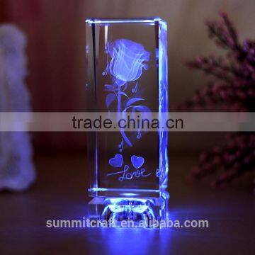 3d laser crystal engraving rose valentine gift