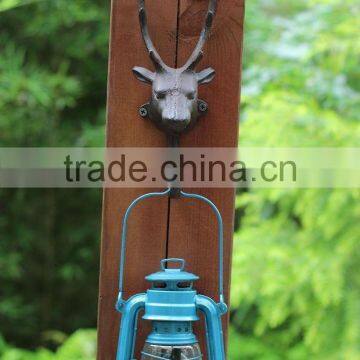 European Style Antique Cast Iron Deer Head Wall Hook photo-2