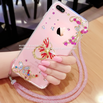 Ring Stent Holder Soft Silicone Cell Phone Cover Case Diamond Mobile Phone Cases for IPhone7/7Plus/6/6s/6plus/6splus photo-4