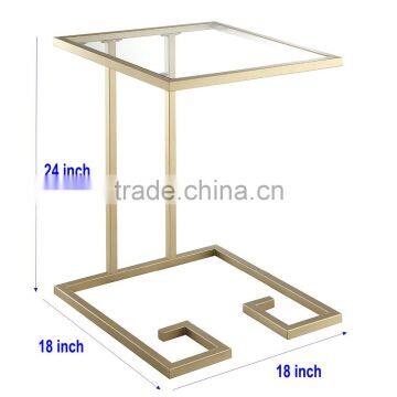 New Simple Design Hotel Furniture Metal Iron Black Display Table With Glass Top photo-2