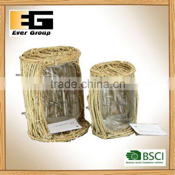 Handmade Natural Rattan Tray With Plastic Linning for Garden Planter photo-6