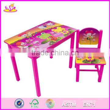 2017 New Design Home / School / Pink Wooden Girls Table and Chairs W08G197 photo-4