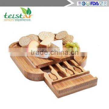 Manufacturers selling 100% organic bamboo cheese board and four slices of knife