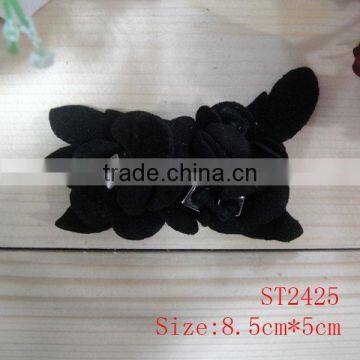 BESTO wholesale black leather flower for lady shoes decoration