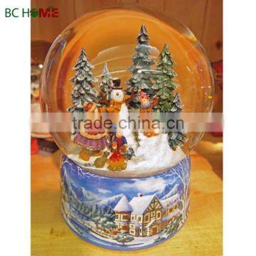 Auto snow and LED light Christmas Snow globe with music box