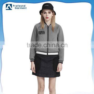 new fashion bulk wholesale cooling air layer plain baseball women sample winter hoody jacket 2016 in guangzhou manufacturer