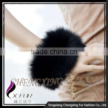 CX-A-11A Wholesale In-stock New Luxury Coat Genuine Fox Fur Cuffs Leather Bracelet photo-3