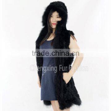CX-G-B-69E Women's Real Raccoon Fur/ Rabbit Fur Vests From China photo-4
