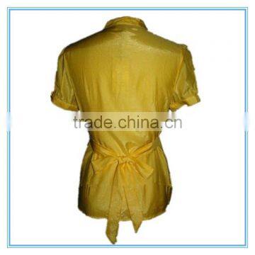 Fashion Golden Colour Blouse Designs Ladies Formal Shirt Design photo-2