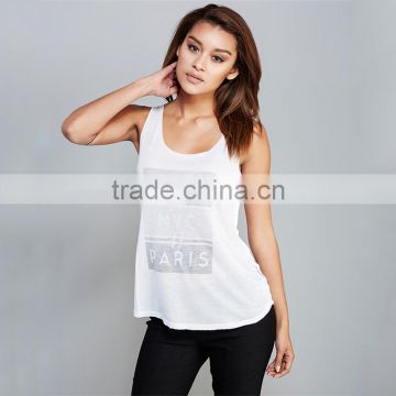 Fashion lady tops simple style white stringer vest gym