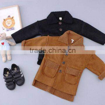 TC16021 2016 wholesale boutique children's clothing woollen thick warm coat new style kids baby winter fur coat