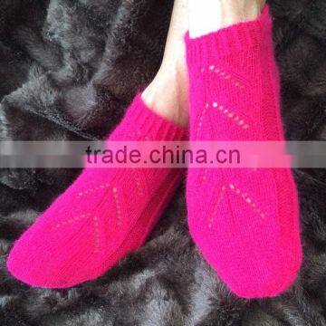 Luxury Ladies Willow design pure cashmere orchid pink footsie socks