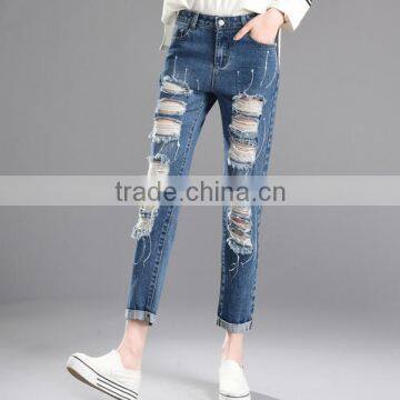 zm35757a summer new pattern jeans pants casual damaged denim pants